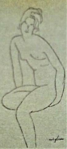 Disegno di Modigliani riprodotto nell’ “Omaggio” al pittore a cura di Giovanni Scheiwiller (1930)