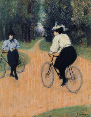 F. Zandomeneghi, In bicicletta al Bois (1896)